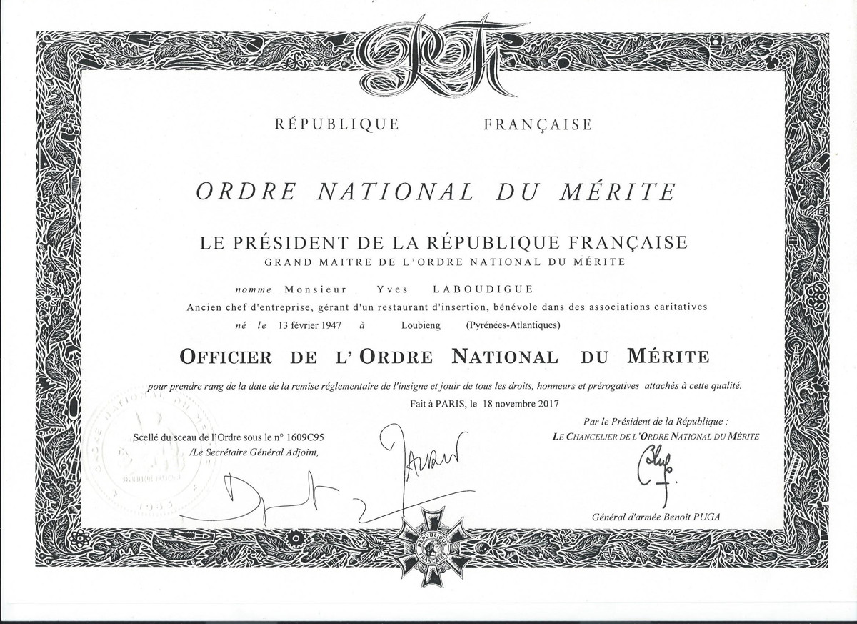 Ordre national du mérite- Yves Laboudigue