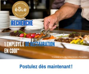 Le restaurant solidaire Éole recherche 1 employé.e de restauration en CDDI